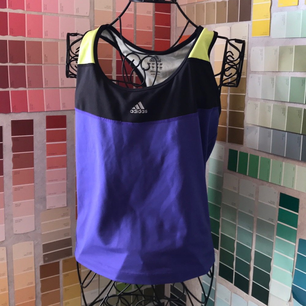 Adidas Purple black and lime green sports tank